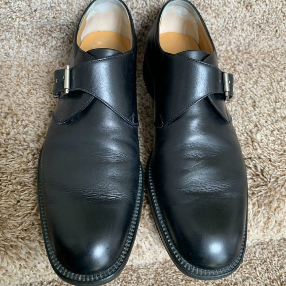 Salvatore Ferragamo Men\'s Black Leather 2-Buckle Monk Shoes main image 14